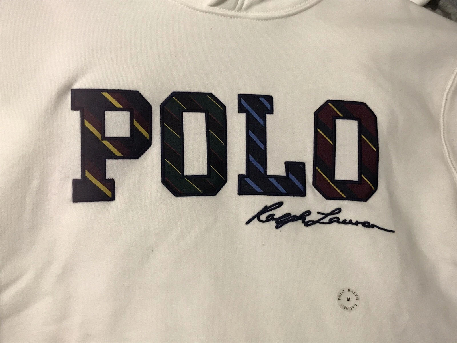 OFF WHITE Felpa con cappuccio Polo Ralph Lauren Off bianca a quadri taglia media