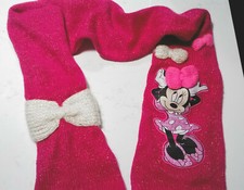 DISNEY STORE FUCHSIA PINK MINNIE MOUSE WINTER SCARF ONE SIZE WITH BOWS-GIRLS