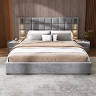 Modern King Size Upholstered Velvet Platform Bedframe & Headboar,wide headboard