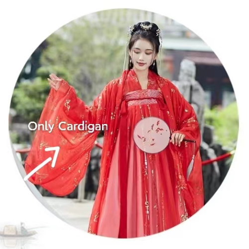 Red Women Hanfu Dress Folk Dance Stage Costumes Oriental Fairy Princess