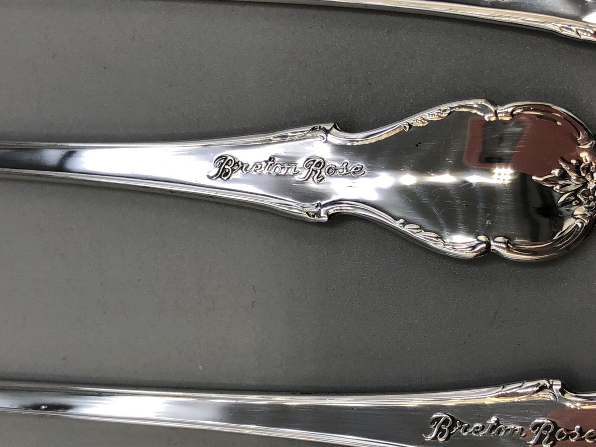 Breton Rose by Rogers/ International Sterling Silver set of 8 Iced