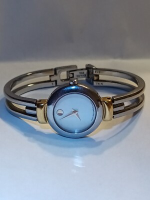 MOVADO SWISS HARMONY DIAMOND BANGLE WATCH TWOTONE Ladies Movado Museum Harmony Stainless Steel Diamond Watch  main image 3