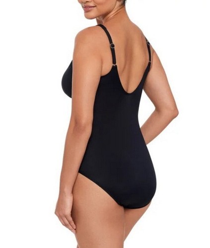NWT Miradonna by Miraclesuit Slimming Swimsuit Black (Twist w/ Mesh) Size 12 - Bild 2 von 4