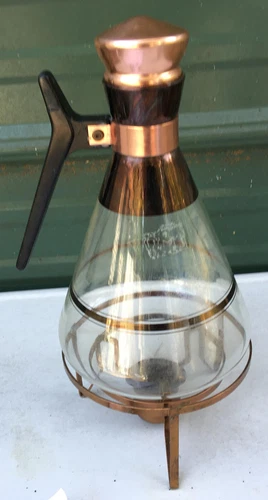 Glass Coffee Pot Carafe with Candle Warmer Stand vintage copper pitcher beaker