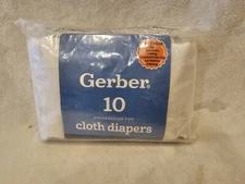 Gerber Cloth Diapers Birdseye PreFold 3-ply 14" x 20" White 10 Count New Sealed