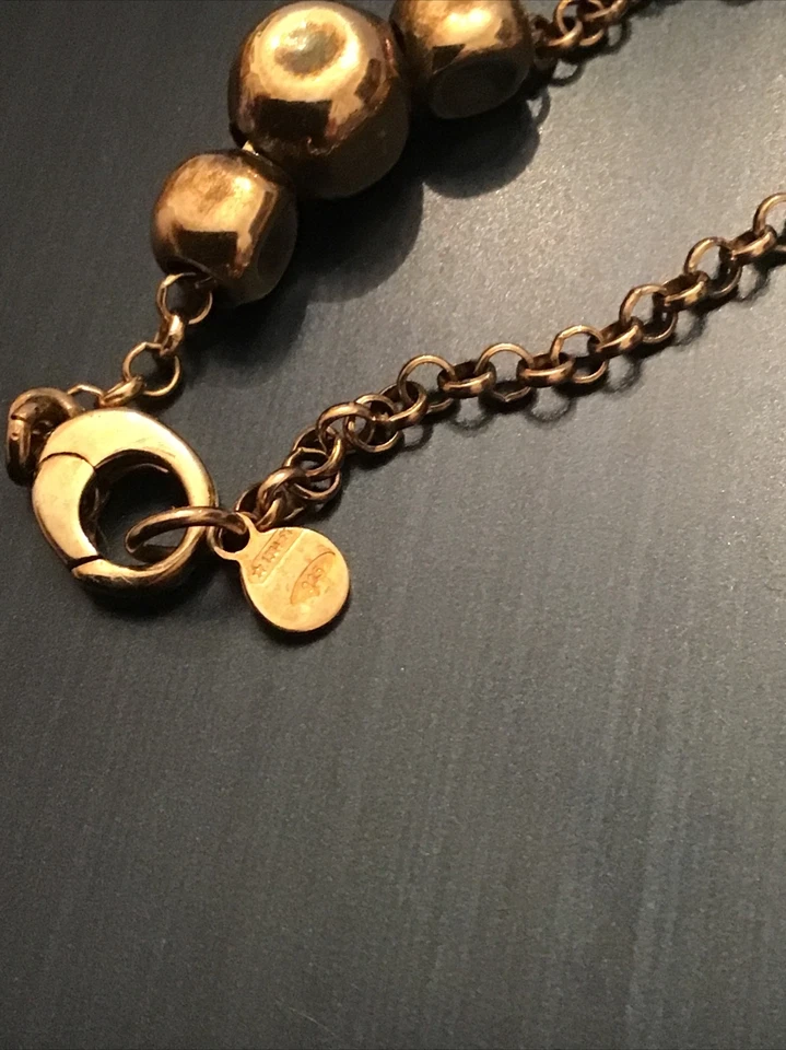 "Collar Nomination plata esterlina broche cuentas 36"" longitud cadena tono oro" Foto 2 de 4