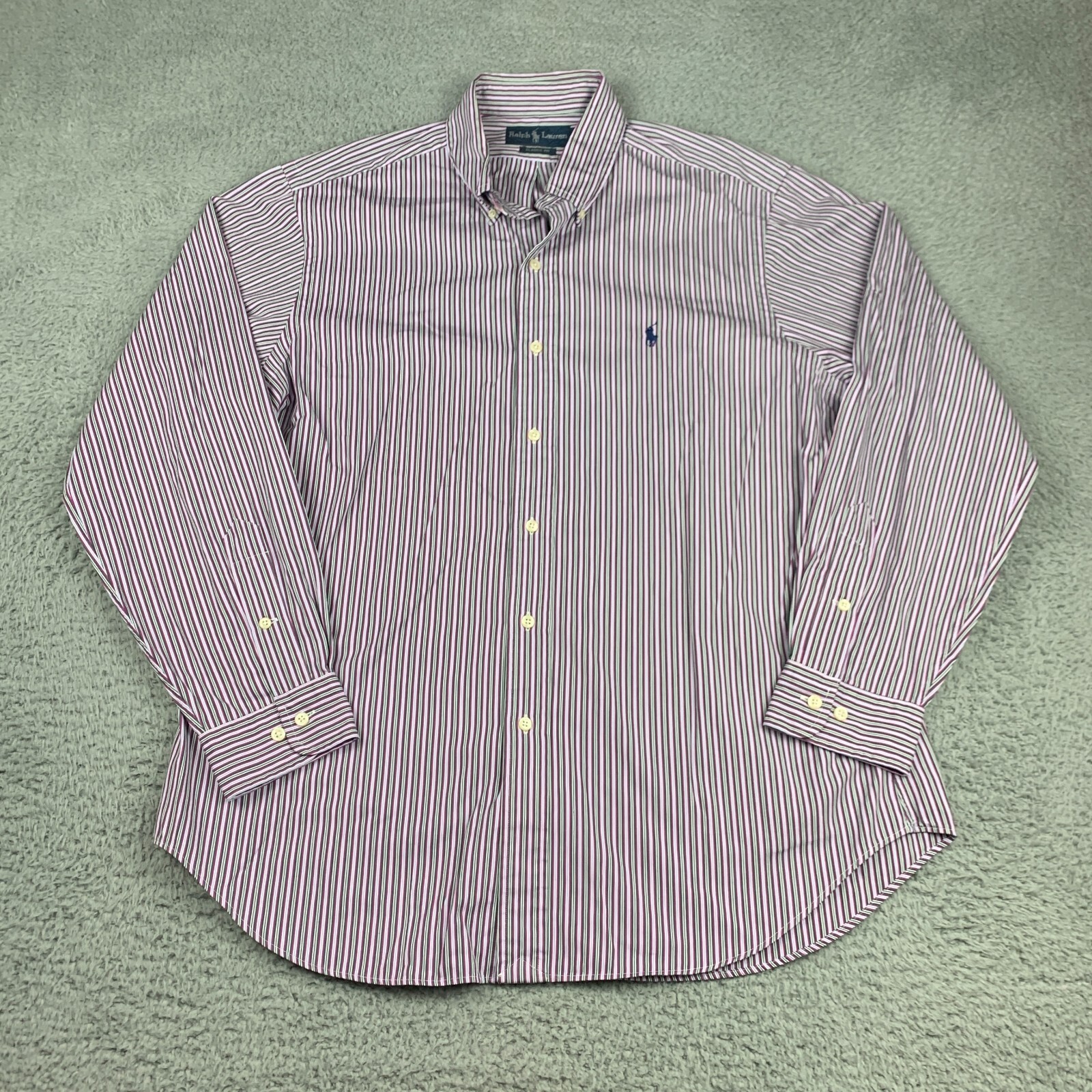 Camicia Ralph Lauren adulto 16 1 2 viola pony bottoni manica lunga casual da uomo