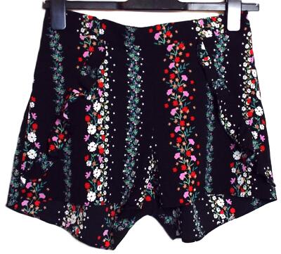 NEU EX-STORE SCHWARZ GEBLÜMT PYJAMA HOSE SHORTS  GRÖSSE 8 10 12 14