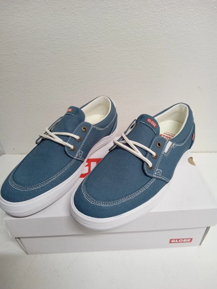 Globe Shoes Mens 7.5 Attic Skateboard Blue Leather Low Top Lace Up Comfort #3b4 - Image 2 of 4