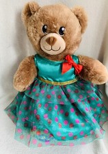 Build a Bear happy birthday bear in green tulle dress NO SOUND