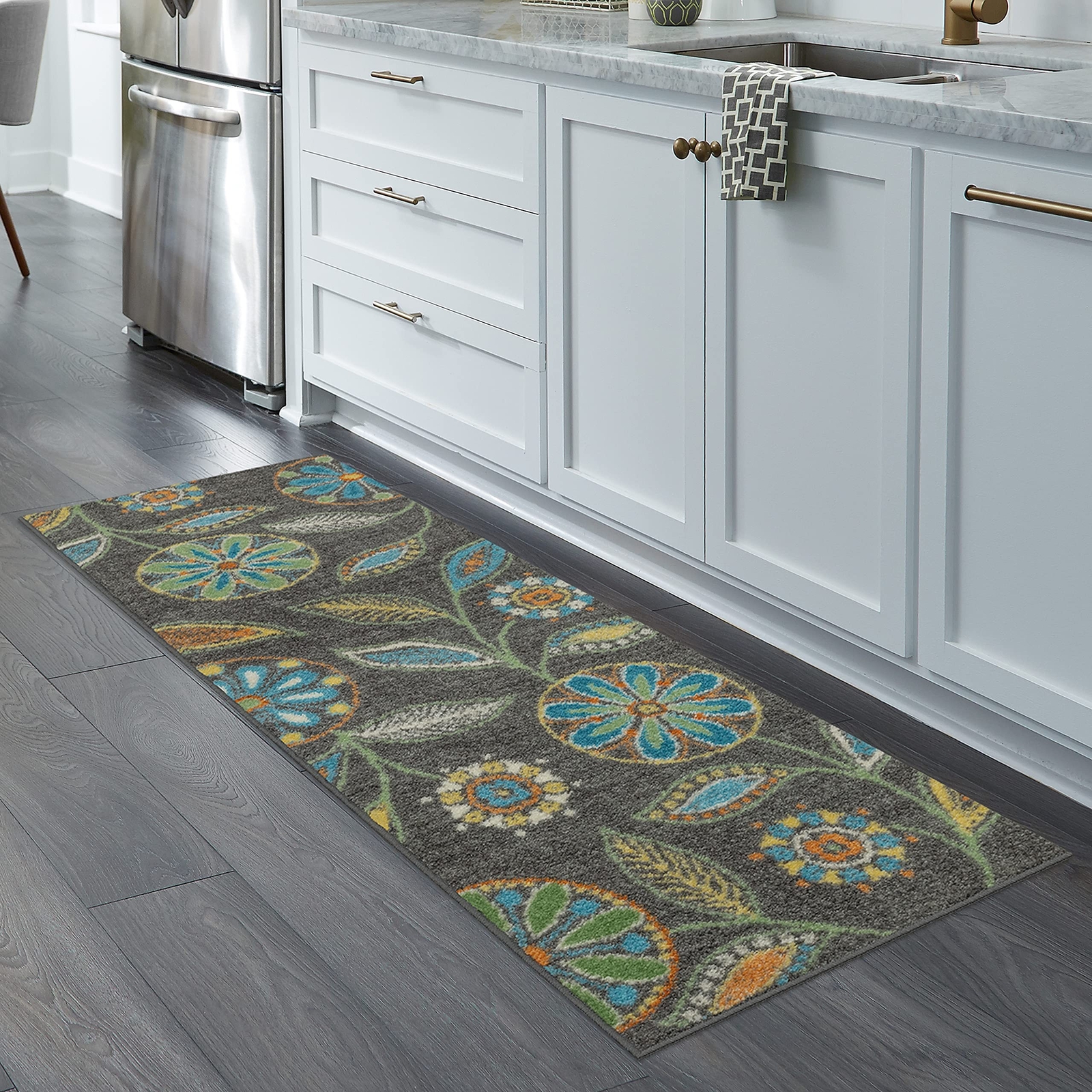 Maples Rugs Reggie Floral Runner Rug Non Slip Hallway Entry Carpet