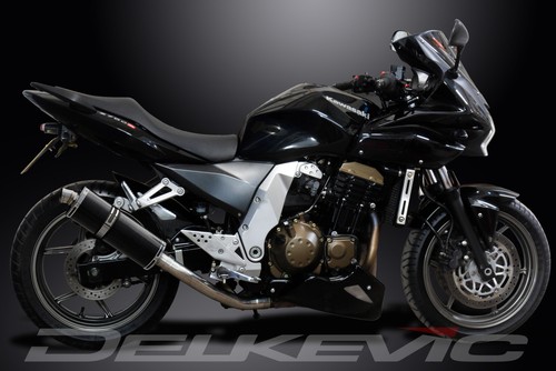 Kit silenciador de escape de carbono ovalado 14" Kawasaki Z750 2004-2006 Delkevic sin cordones - Imagen 4 de 5