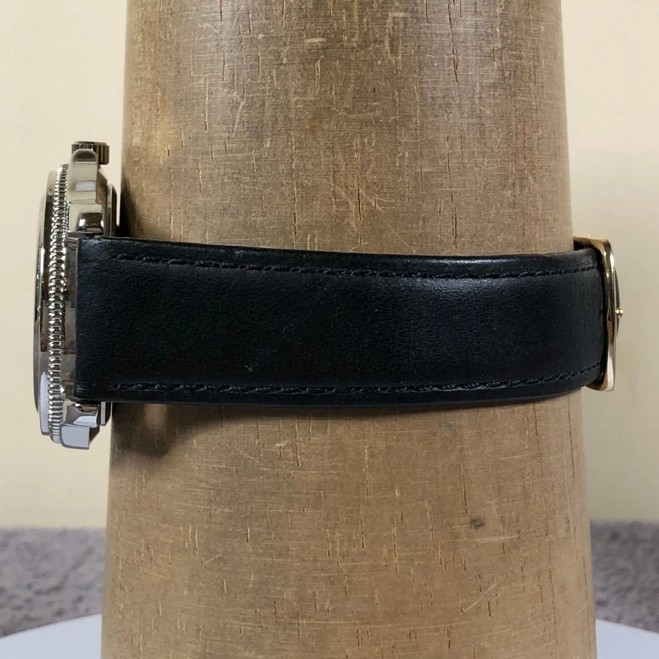 Wrangler Hero Men 91632 Dress Date Black Leather Quartz Analog 38mm Watch 8 3/4" - Image 3 of 4