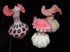 LOT 3 SCOTT K FENTON SATIN PINK + 2 OTHER VASES VASE