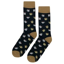 NWT Coffee Mania Dress Socks Novelty Men 8-12 Black Crazy Fun Sockfly