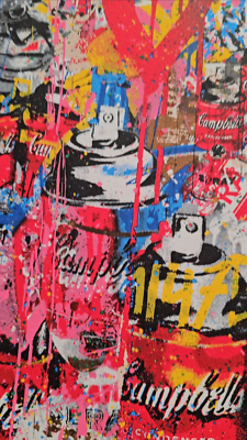 絵画 Its me Mr. Brainwash M=bw² Collage Einstein Love is the Answer HAND