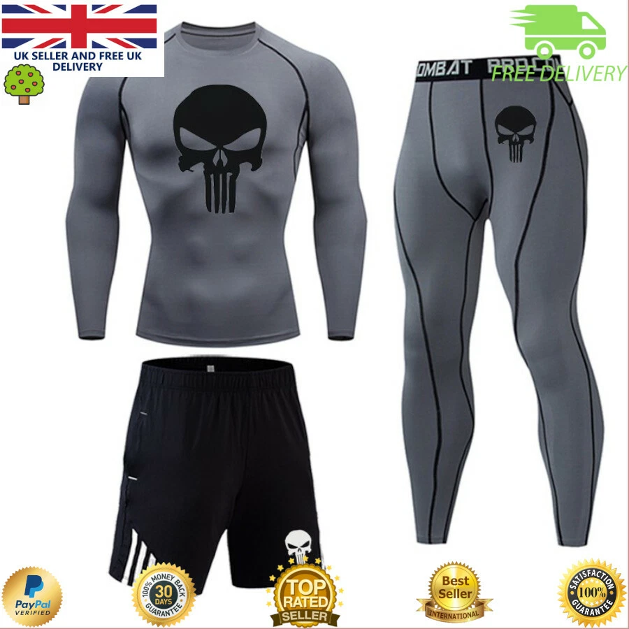 Mens GYM Workout Compression Running Sports Top Pants Base Layer shorts Leggings