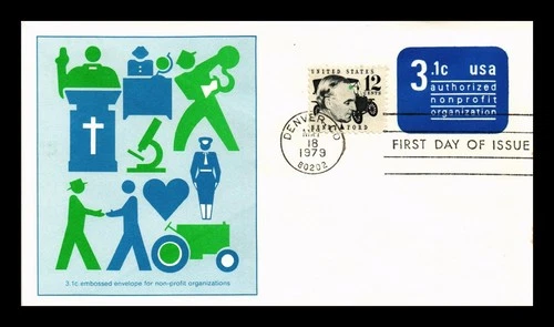 US COVER NONPROFIT ORGANIZATION EMBOSSED ENVELOPE FDC COMBO FLEETWOOD