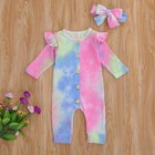 NEW Baby Girls Tie Dye Long Sleeve Romper & Headband Set 6-12 M — photo 2