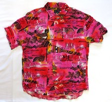 Jams World Vintage Button Front Camp Shirt 1980's Rayon Geometric Hawaii