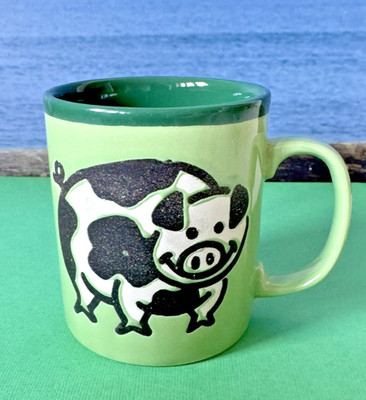 Schwein Becher Just Becher Grün Tee Kaffeebecher Tier Bauernhof Vintage F