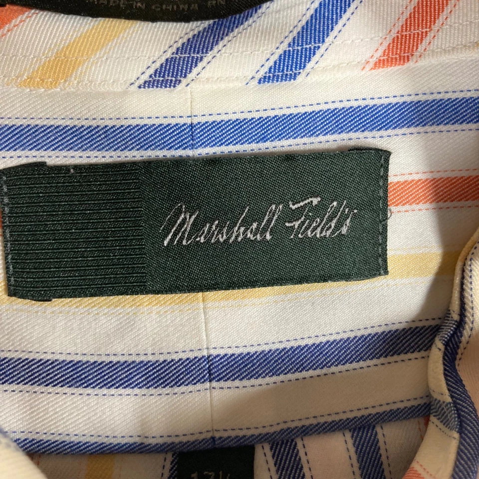 Camisa de hombre Marshall Field a rayas manga larga con botones talla 17 1/2 34/35 Foto 4 de 4