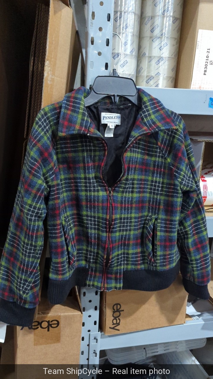 Pendleton Womens Small Plaid Wool Jacket Blue Gre… - image 9