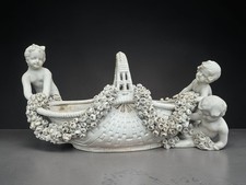 Antique Amphora Teplitz Porcelain Cherub Basket Centerpiece Art Nouveau
