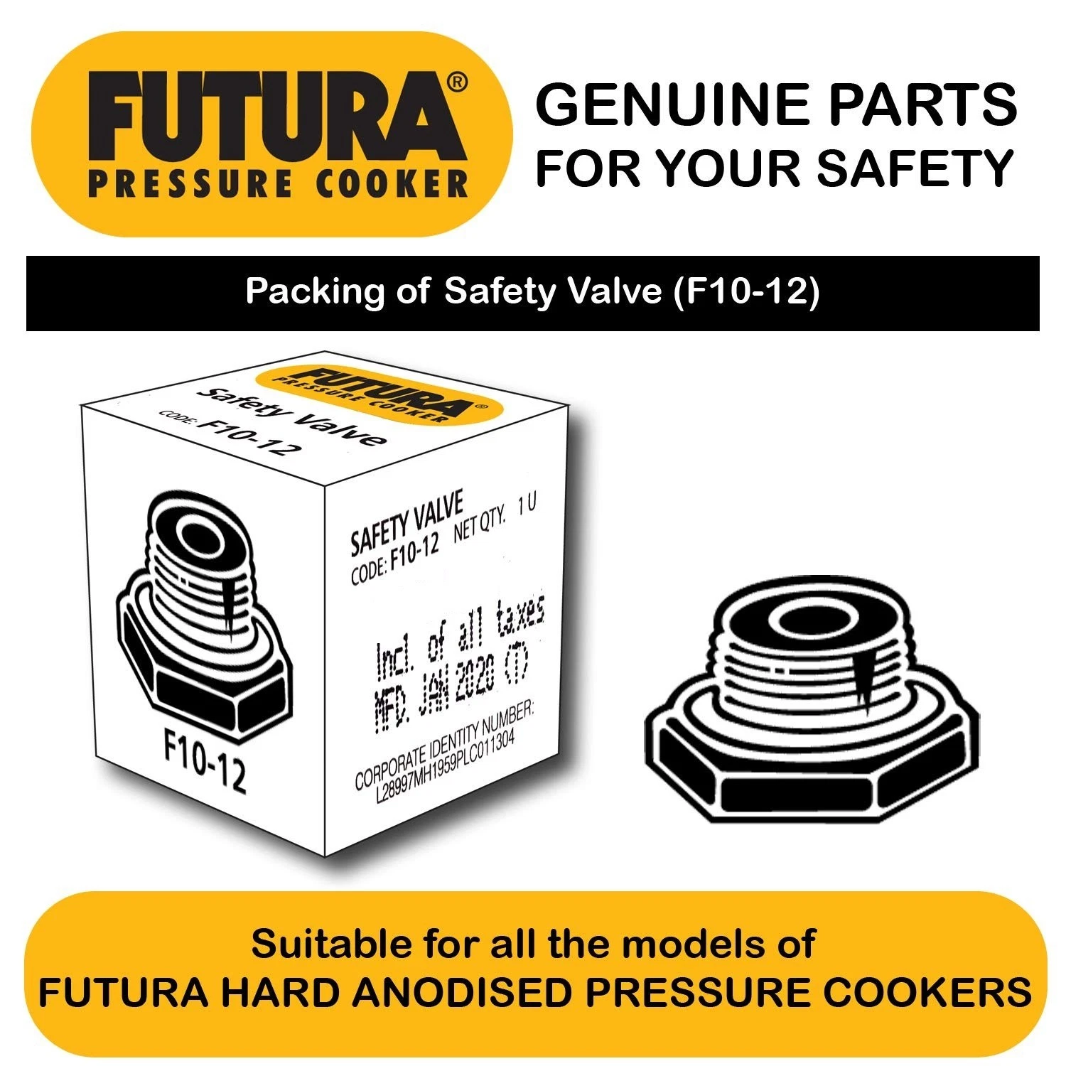 50 Pack Hawkins Futura Safety Valve For 2L to 9L Hard Anodised Pressure Cookers
Opens in a new windo