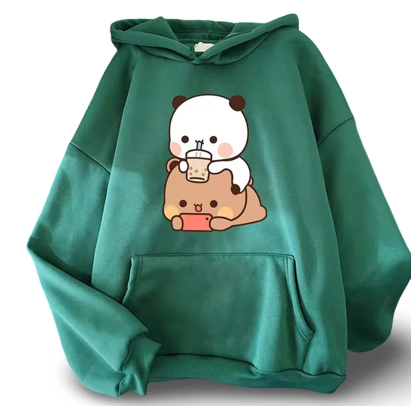 Linda sudadera con capucha Kawaii Bear - sudadera con capucha de invierno Buble Tea para mujer suelta Foto 4 de 4