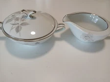 Noritake 6002 Melrose Creamer and Sugar with Lid