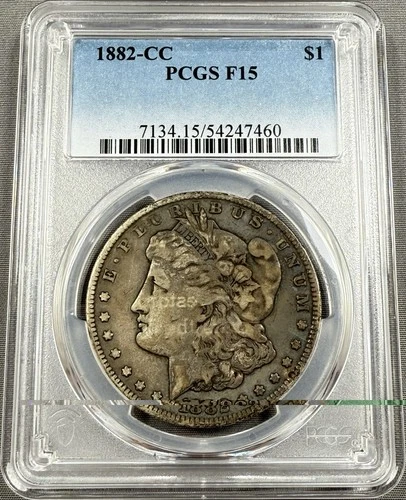 1882-CC Morgan Dollar $1 - PCGS F15 - Album Letter Toned Obverse