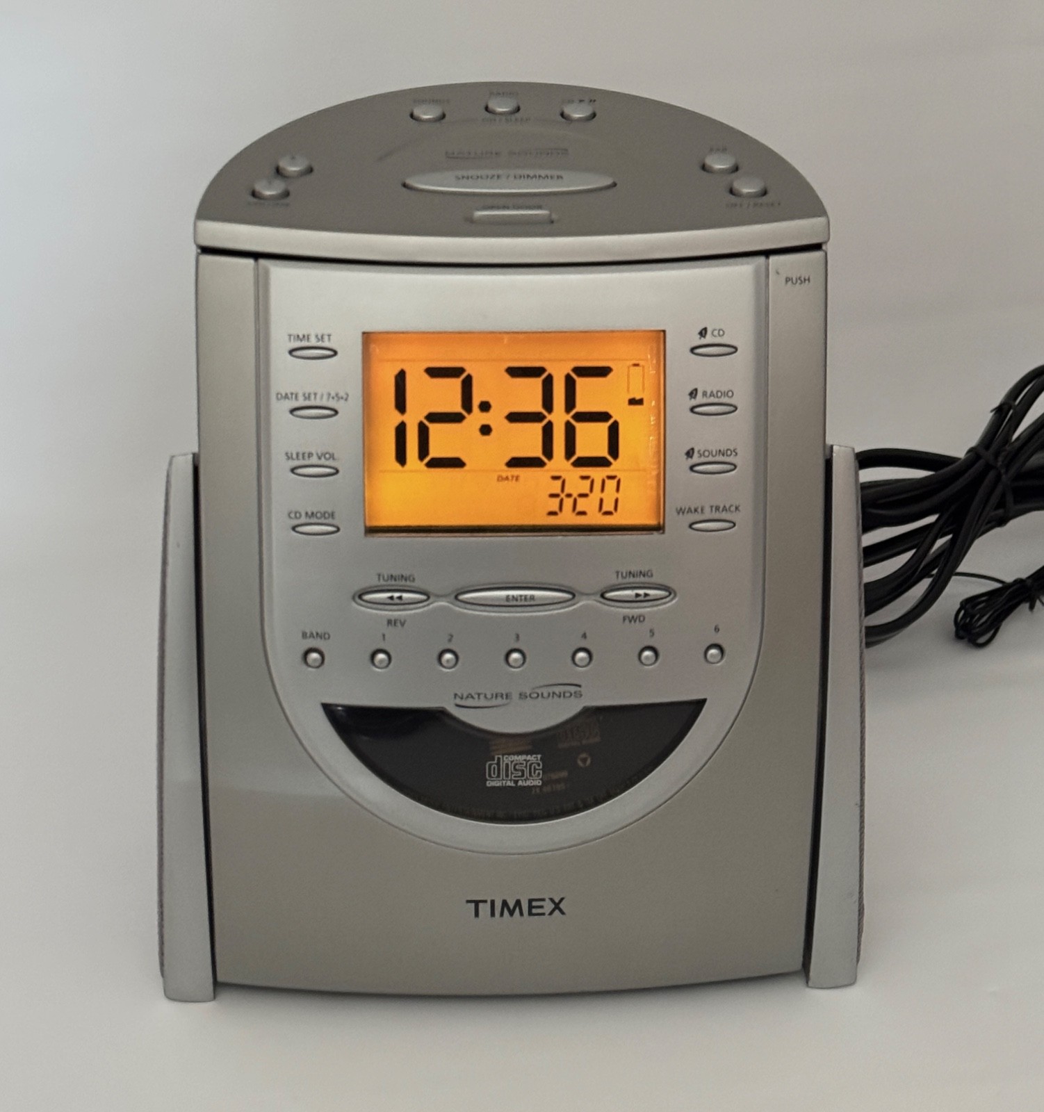 Timex Nature Sounds CD Radio Alarm Clock T618T No Backup Battery Cover