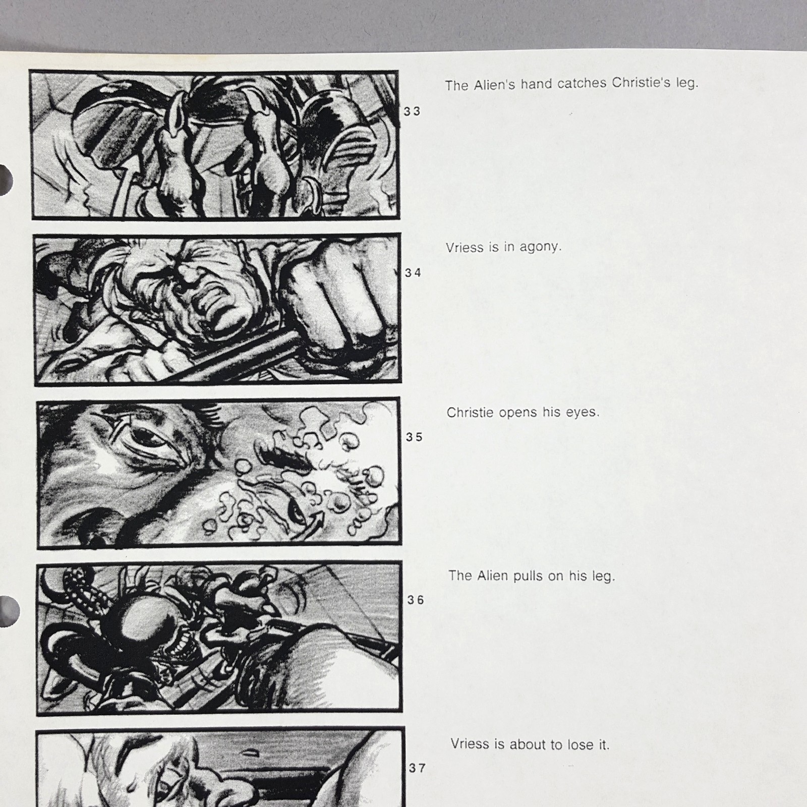 Image 3 of Alien: Resurrection - Production Used Storyboard, Alien Swims to Crew Movie Prop