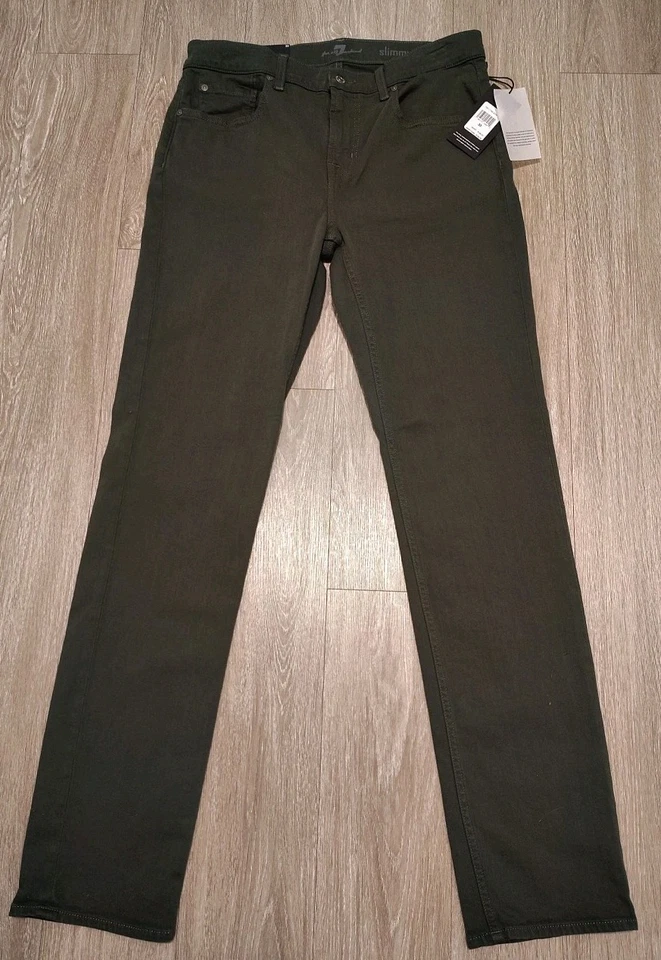 7 Для всего человечества мужской Slimmy джинсы размер 33 тонкий прямые штанины зеленый джинсовой ткани брюки  - Изображение 3 из 4