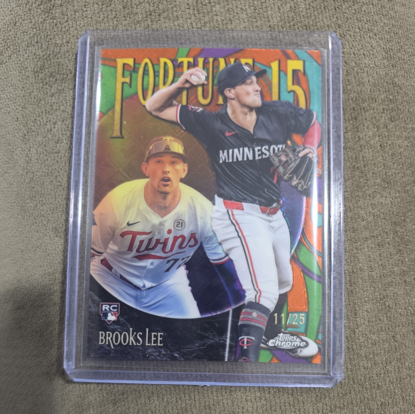 2025 Topps Chrome Fortune 15 Brooks Lee RC Minnesota Twins #F15-14 Orange /25