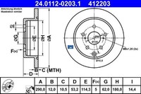2X Bremsscheibe ATE 24.0112-0203.1 2 Bremsscheiben Hinterachse Hinten