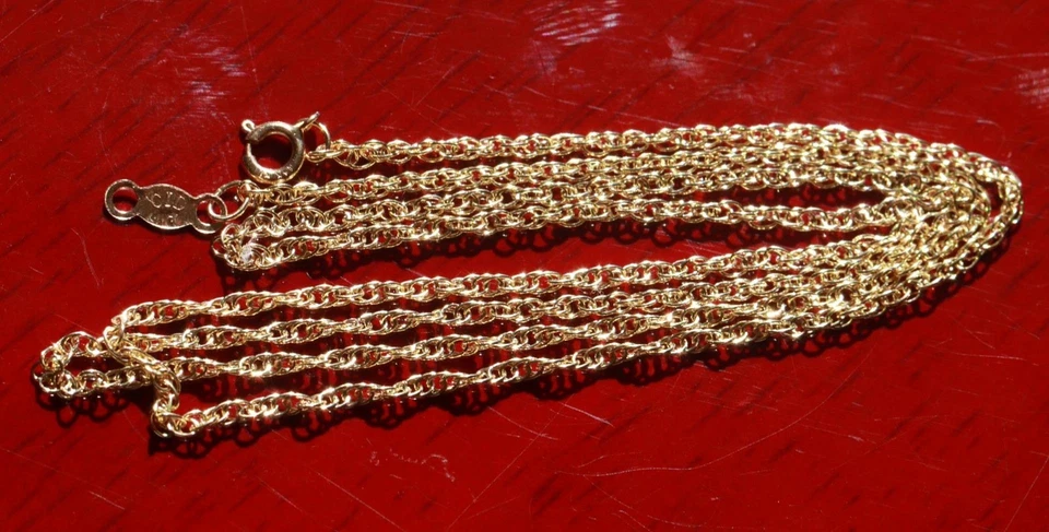 Ожерелье из желтого золота 14 карат 18,0 дюймов винтажная сингапурская цепочка ручной работы 1,75 г - Изображение 3 из 4