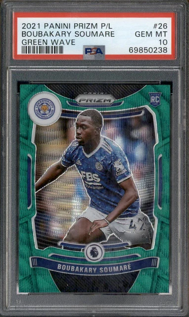 2021 Panini Prizm Premier League Green Wave Boubakary Soumare RC PSA 10