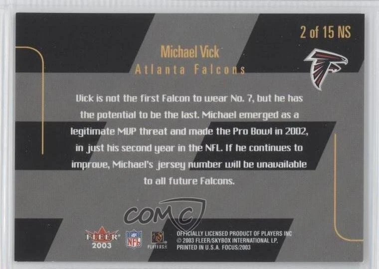 2003 Fleer Focus NFL Shirtified /750 Michael Vick #2NS - Image 2 of 2