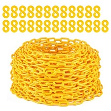Safety Barrier Chain 120 Ft Plastic Chain Links 6MM Thick 1.5Inch Links 25 Hooks