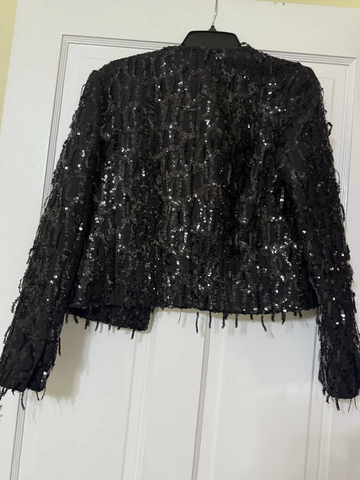 Chaqueta Zara Manga Larga Lentejuelas Punteadas Negra Talla S Nueva Con Etiquetas Foto 3 de 4