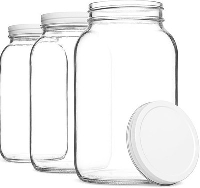 Set of 3 One Gallon Large Glass Jar with Lid   Wide Mouth Gallon Mason Jar for