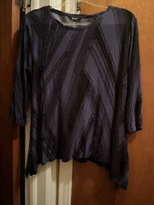 Pretty SIMPLY VERA Vera Wang Blue & Black Top Sz L