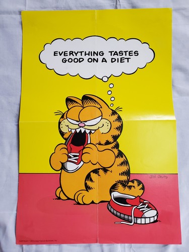 Vintage 70s 1978 Garfield Cat Jim Davis Everything Tastes Good On A Diet Poster - Picture 1 of 4