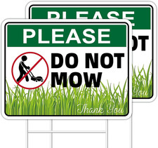Please Do Not Mow Sign, Do Not Mow Lawn Signs 2 Pack 13"X10" Double-Sided Signs,