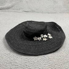 Charming Charlie Hat Cap Womens Straw Sun Floral Embellished