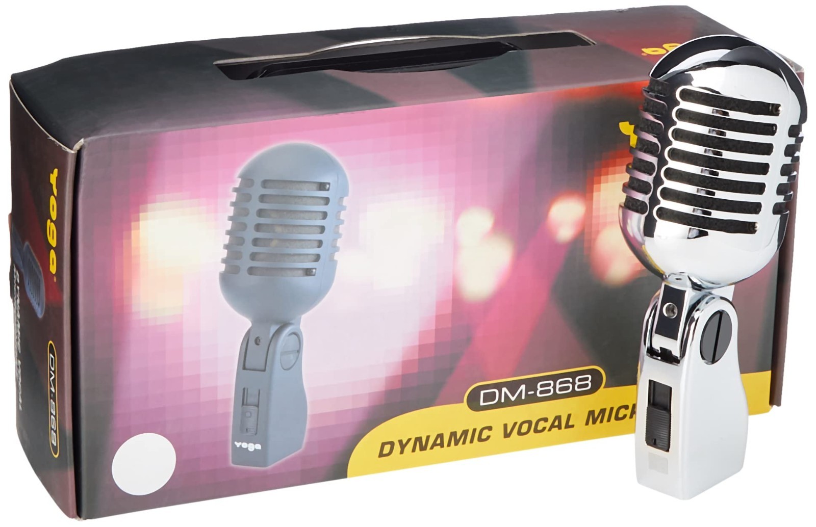 Retro Microphone Vintage Style 50s Chrome Dynamic Professional Mic with Case