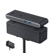 Anker Nano Power Strip, Desk Clamp, 70W Max, 1500J Surge Protector, 2 USB C