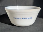 Vintage MILLER PRODUCE Federal 6"dia Milk Glass Bowl Federal Glass Waseca MN